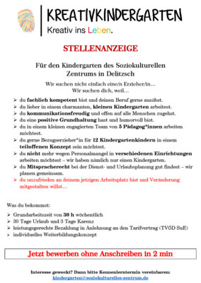 Meldung: Jobangebote unseres Vereins